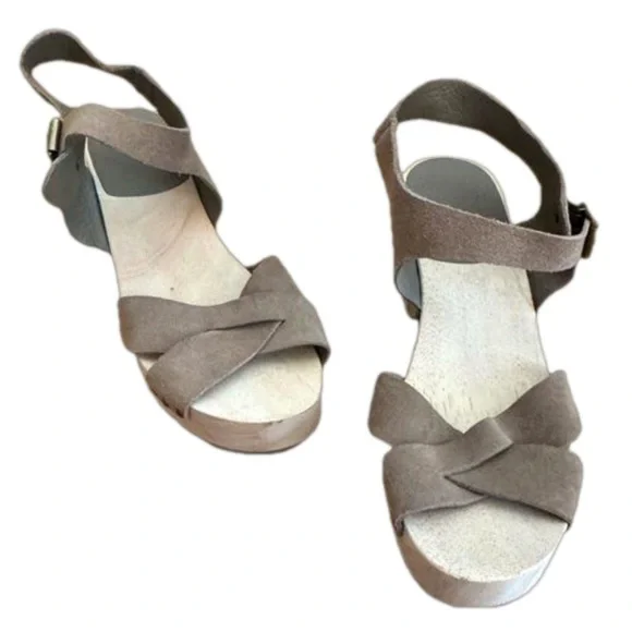 NWOT LOFT Suede Swedish Clog Sandal Missy Desert Khaki Size 8 - Picture 2 of 16
